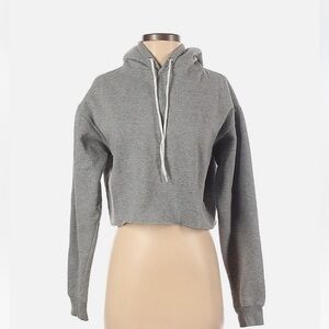 Wild Fable Women’s Heather Gray Cropped Hoodie Sweatshirt Size L Athleisure